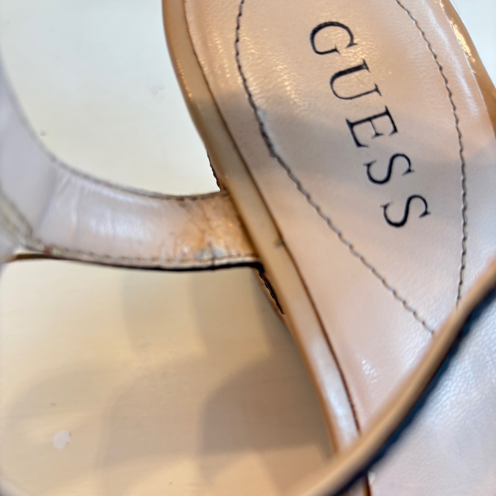 Guess Cork Platform Wedge Sandals Women’s Size 7.5 Black and Tan - Picture 13 of 14